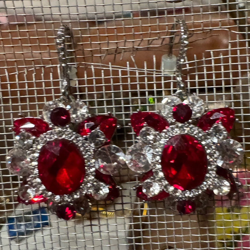 Elegant Red and Silver Earrings